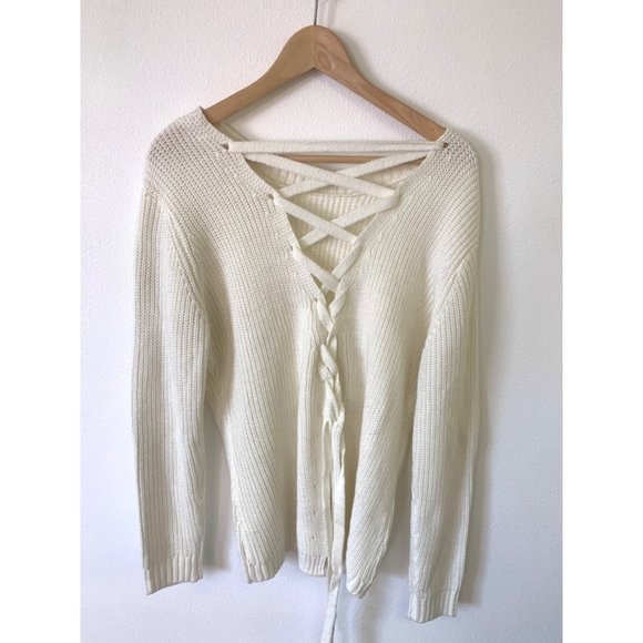 Promesa boutique lace up back knit sweater NEW - Picture 4 of 4